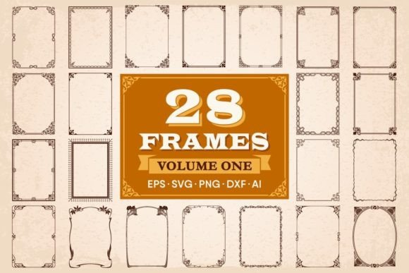Decorative Frames and Borders Set 1: Vintage Graphics & Backgrounds