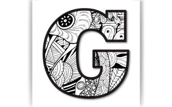 Decorative G Letter Coloring Page KID: Graphics for Crafts & Branding