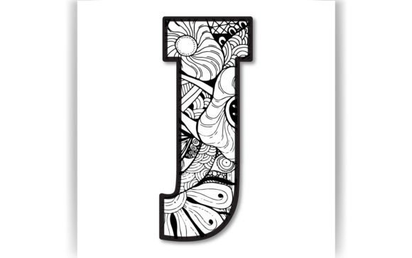 Decorative J Letter Coloring Page KID: Graphics for Crafts
