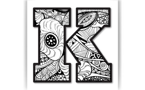 Decorative K Letter Coloring Page KID: Graphics for Crafts-Driven Branding