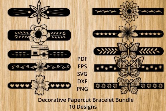 Decorative Leather Bracelets Bundle SVG: Crafts & Graphics