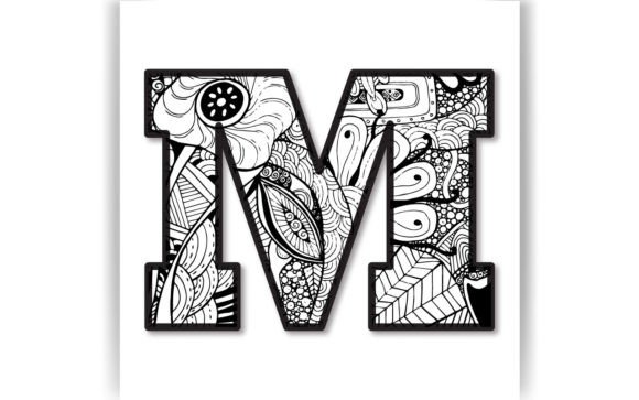 Decorative M Letter Coloring Page: A Crafts & Graphics Asset