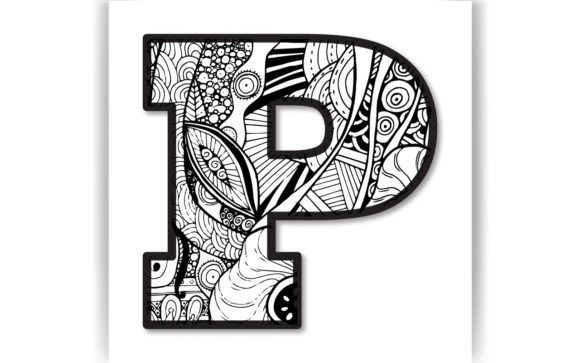Decorative P Letter Coloring Page KIDS: Graphics & Crafts Review