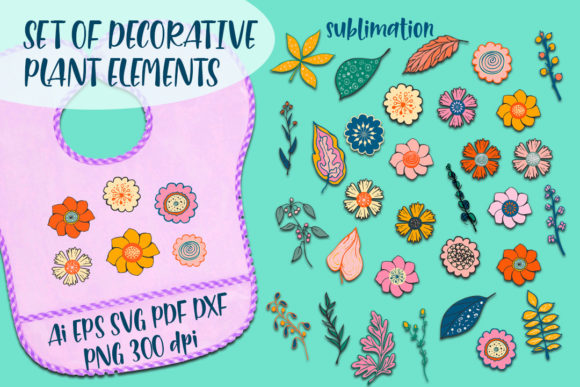 Decorative Plant Elements Graphics Set