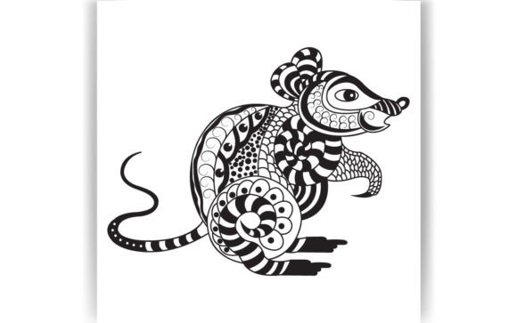 Decorative Rat Coloring Page Graphics for Branding