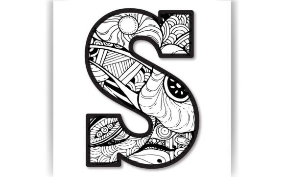 Decorative S Letter Coloring Page KIDS Graphics for Crafts