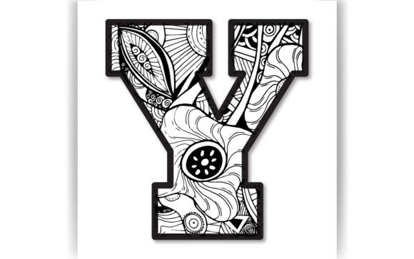 Decorative Y Letter Coloring Page KIDS: Graphics & Crafts