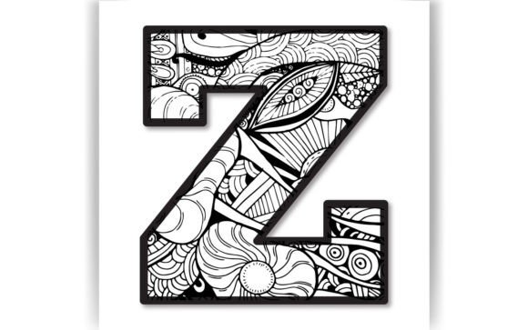 Decorative Z Letter Coloring Page KIDS Graphics