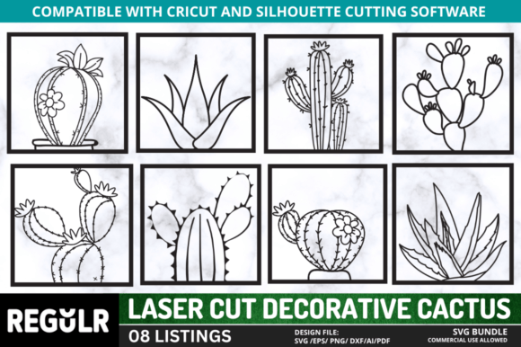 Laser Cut Decorative Cactus SVG Bundle: Graphics for Crafts & Branding