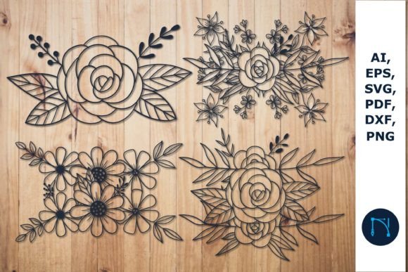 Laser Cut Decorative Floral Bundle: Graphics for Crafts & Content