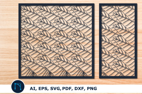 Laser Cut Decorative Leaf Border Pattern: Graphics for Crafts & Local Branding